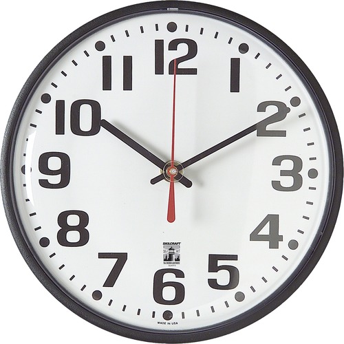 Selfset Wall Clock,w/Hardware, 9-1/4" Dia., BK Frm/WH Face