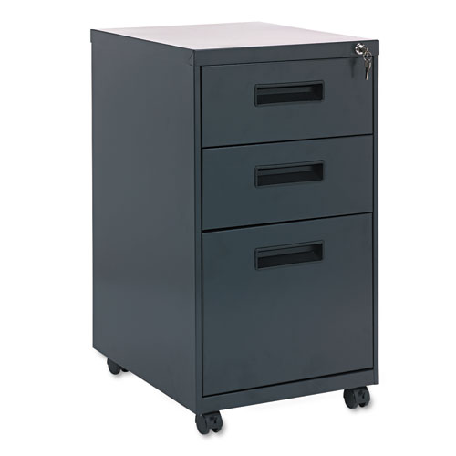 Three-Drawer Metal Pedestal File, 14 7/8w X 19-1/8d X 27-3/4h, Charcoal