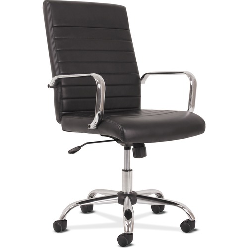 5-ELEVEN MID-BACK EXECUTIVE CHAIR, SUPPORTS UP TO 250 LBS., BLACK SEAT/BLACK BACK, ALUMINUM BASE