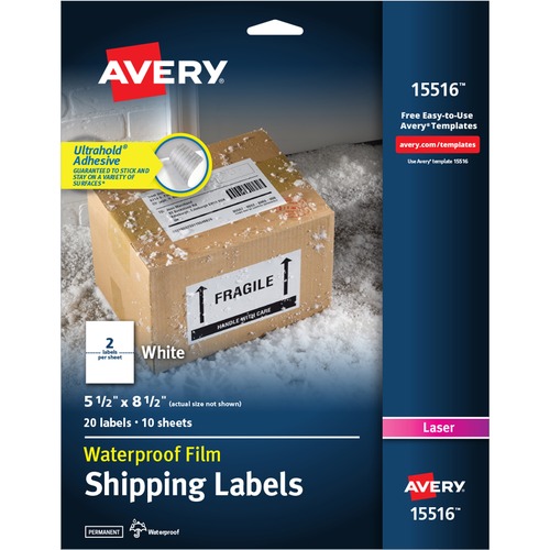 Weatherproof Mailing Labels, 5-1/2"x8-1/2", 20/PK, WE