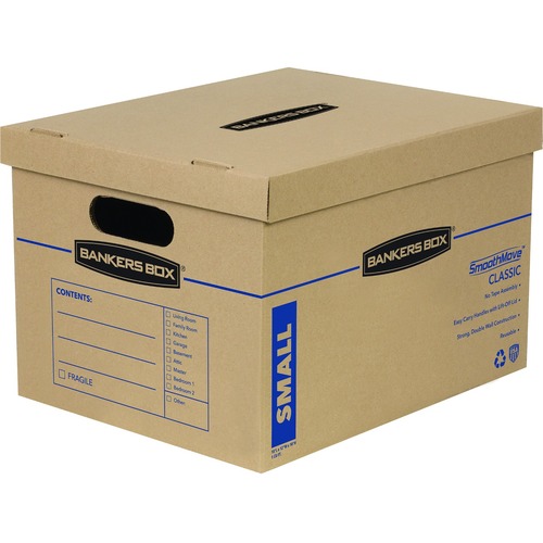 Smoothmove Classic Small Moving Boxes, 15l X 12w X 10h, Kraft/blue, 20/carton