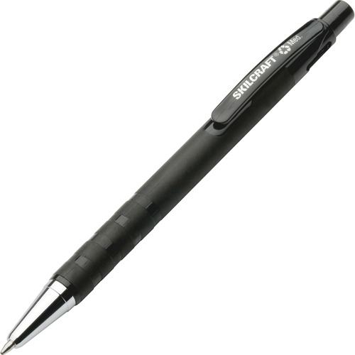 7520013687771 SKILCRAFT RUBBERIZED RETRACTABLE BALLPOINT PEN, 1MM, BLACK INK/BARREL, DOZEN