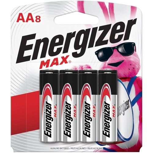 Energizer Alkaline Battery, AA, 8/PK, 192/CT,BKSR