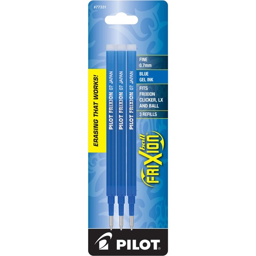 Refill For Frixion Erasable Gel Ink Pen, Blue, 3/pk