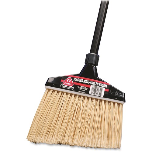 Maxiplus Professional Angle Broom, Polystyrene Bristles, 51" Handle, Black, 4/ct