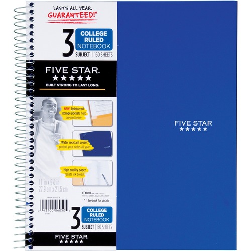 TREND WIREBOUND NOTEBOOK, 3 SUBJECTS, MEDIUM/COLLEGE RULE, ASSORTED COLOR COVERS, 11 X 8.5, 150 SHEETS