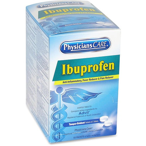 Ibuprofen Pain Reliever, Two-Pack, 125 Packs/box
