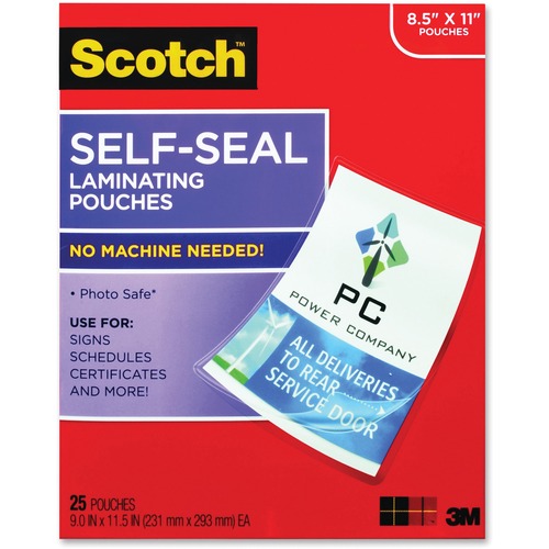 Self-Sealing Laminating Pouches, 9.5 Mil, 9 3/10 X 11 4/5, 25/pack