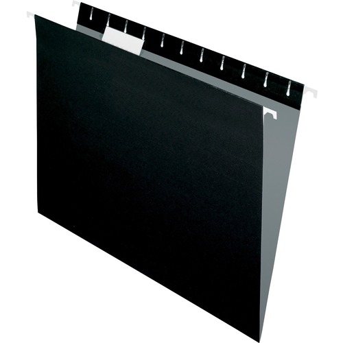 Colored Hanging Folders, 1/5 Tab, Letter, Black, 25/box