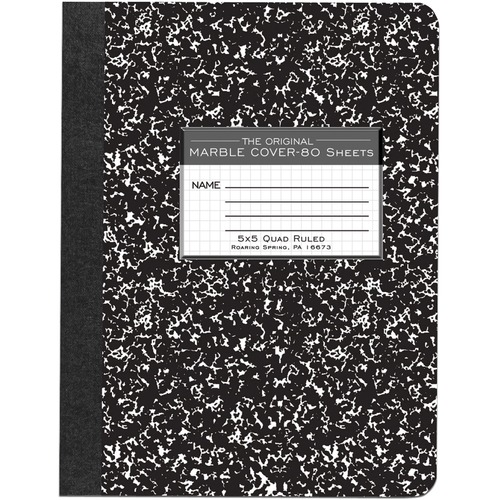 Composition Book,Quad Ruled,5"x5",80 Sh,9-3/4"x7-1/2",BK
