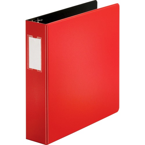 D-Ring Binder, w/Label Holder, Hvy-Dty, 2", Red