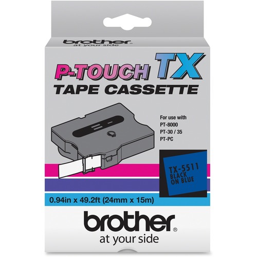 Tx Tape Cartridge For Pt-8000, Pt-Pc, Pt-30/35, 1"w, Black On Blue