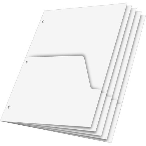 Untabbed Ring Binder Double Pocket Dividers, Letter, White, 5/pack