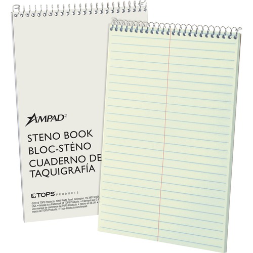 WIRELOCK STENO BOOK, GREGG, TAN COVER, 15LB GREEN TINT PAPER, 80 PAGES