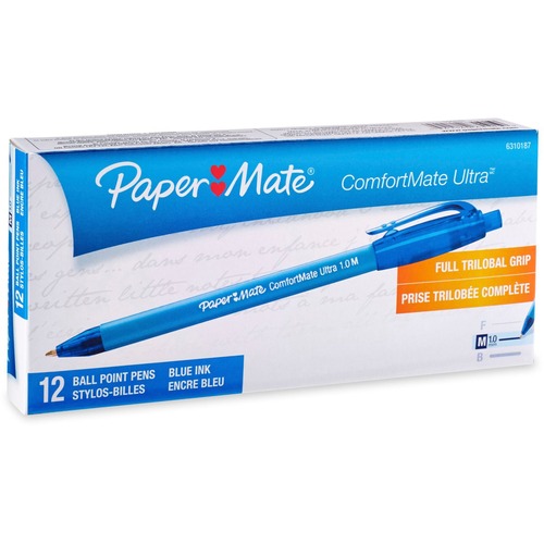 Comfortmate Ultra Rt Ballpoint Retractable Pen, Blue Ink, Medium, Dozen