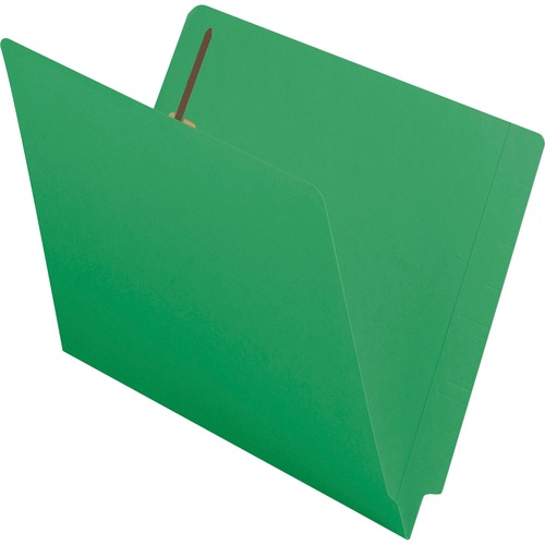 Two-Inch Capacity Fastener Folders, Straight Tab, Letter, Green, 50/box