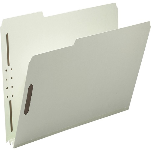 Recycled Pressboard Fastener Folders, Letter, 3" Exp., Gray/green, 25/box