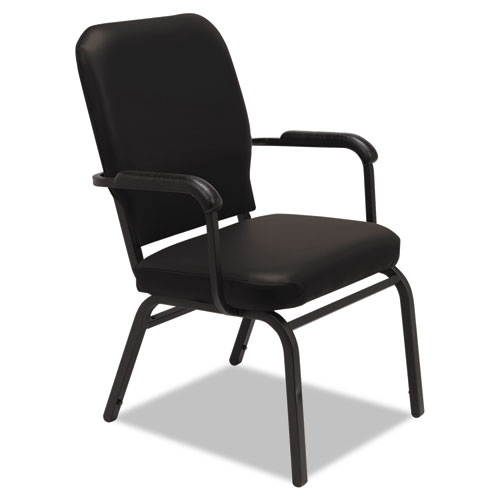Oversize Stack Chair With Arms, Black Anitmicrobial Vinyl Upholstery, 2/carton