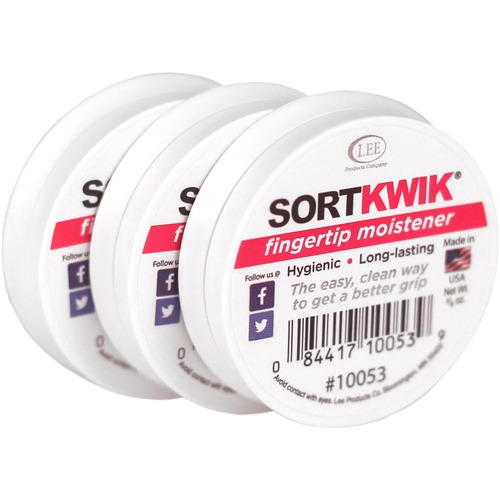 Sortkwik Fingertip Moisteners, 3/8 Oz, Pink, 3/pack