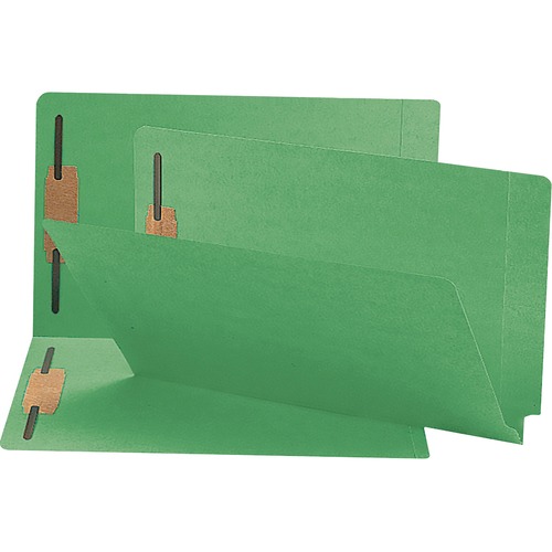 Two-Inch Capacity Fastener Folders, Straight Tab, Legal, Green, 50/box