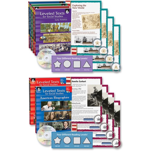 Leveled Texts Set, w/CD, Social Studies, 6 BK/ST