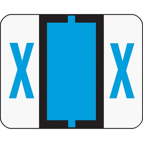 A-Z Color-Coded Bar-Style End Tab Labels, Letter X, Blue, 500/roll