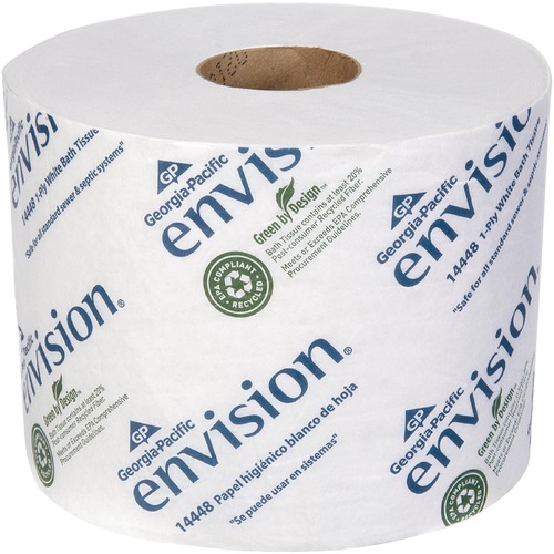 Envision High-Capacity Standard Bath Tissue, 1-Ply, White, 1500/roll, 48/carton