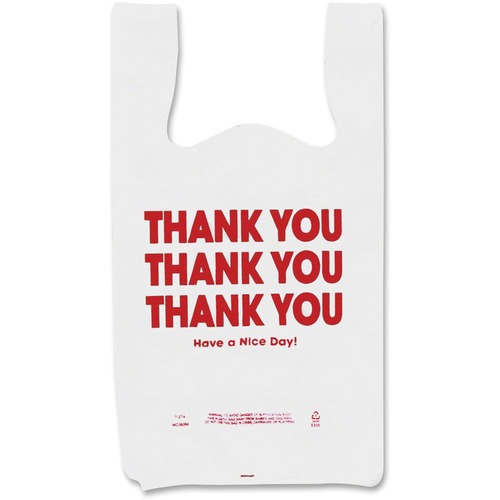 Thank You Plastic Bags, .55 Mil, 11"x22", 250/BX, White