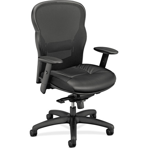 Vl701 Series High-Back Swivel/tilt Work Chair, Black Mesh/leather