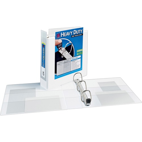 HEAVY-DUTY VIEW BINDER WITH DURAHINGE, ONE TOUCH EZD RINGS AND EXTRA-WIDE COVER, 3 RING, 2" CAPACITY, 11 X 8.5, WHITE, (1320)