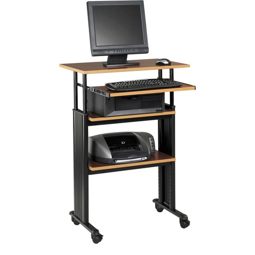 Adjustable Height Stand-Up Workstation, 29w X 22d X 49h, Cherry/black