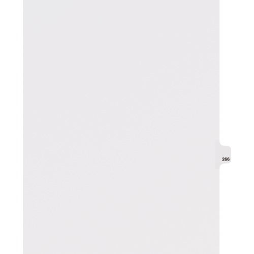Divider, "266", Side Tab, 8-1/2"x11", 25/PK, White