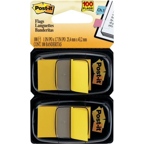 Standard Page Flags In Dispenser, Yellow, 100 Flags/dispenser