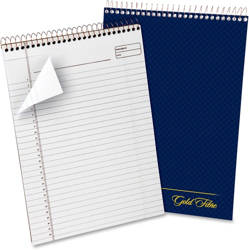 Gold Fibre Wirebound Writing Pad W/cover, 8 1/2 X 11 3/4, White, Navy Cover