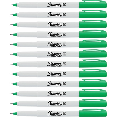 Permanent Markers, Sharpie, Ultra-Fine, 12/BX, Green