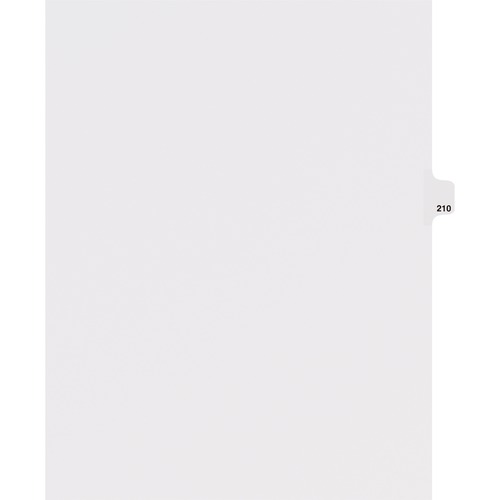 Dividers, "210", Side Tab, 8-1/2"x11", 25/PK, White