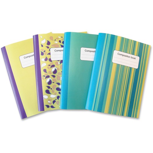 Composition Book, 80 Sheets, 7-1/2"x10", 4/PK, Multi