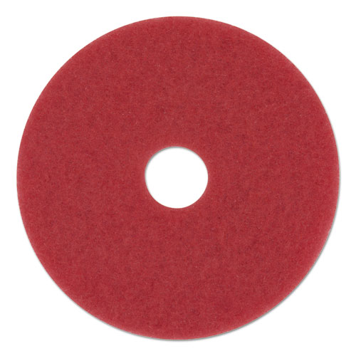 BUFFING FLOOR PADS, 13" DIAMETER, RED, 5/CARTON