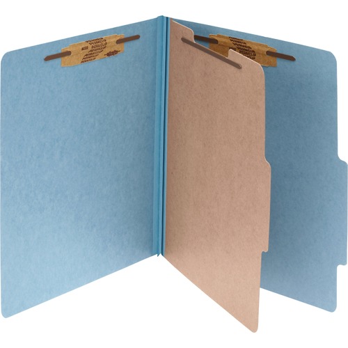 Pressboard 25-Pt Classification Folders, Letter, 4-Section, Sky Blue, 10/box