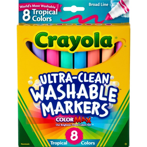 Washable Markers, Conical Point, Tropical Colors, 8/set