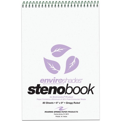 Steno Notebook Wirebound, 6"x9", 80/Shts, 4/PK, Orchid