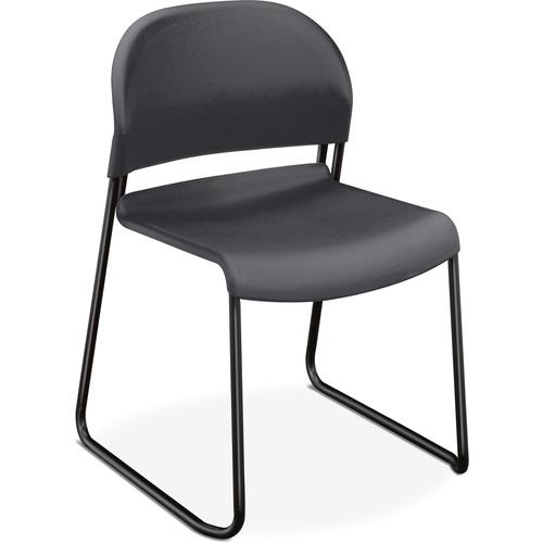 Gueststacker Series Chair, Charcoal With Black Finish Legs, 4/carton