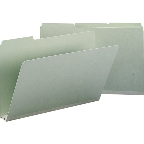 PRESSBOARD FILE FOLDERS, 2" EXPANSION, 1/3-CUT TOP TAB, LEGAL, GY/GN, 25/BOX