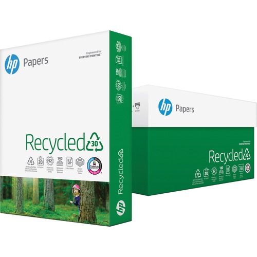 RECYCLED30 PAPER, 92 BRIGHT, 20LB, 8.5 X 11, WHITE, 500 SHEETS/REAM, 10 REAMS/CARTON