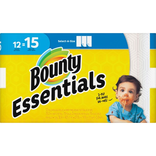 ESSENTIALS SELECT-A-SIZE PAPER TOWELS, 2-PLY, 83 SHEETS/ROLL, 12 ROLLS/CARTON