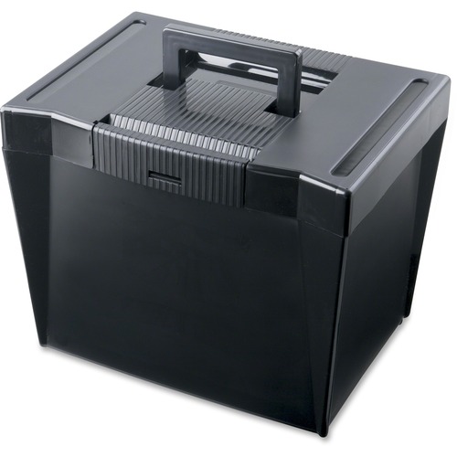 Portable File Storage Box, Letter, Plastic, 13 1/2 X 10 1/4 X 10 7/8, Black