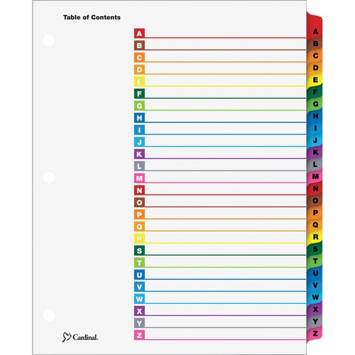 ONESTEP PRINTABLE TABLE OF CONTENTS AND DIVIDERS, 26-TAB, A TO Z, 11 X 8.5, WHITE, 1 SET