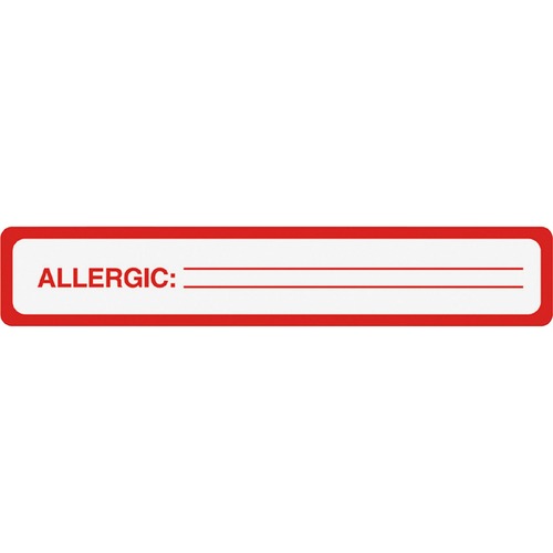 Medical Labels For Allergy Warnings, 1 X 5-1/2, White, 175/roll