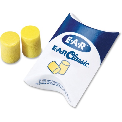 Earplugs, Uncorded, Pillow Pack, 200/BX, Yellow